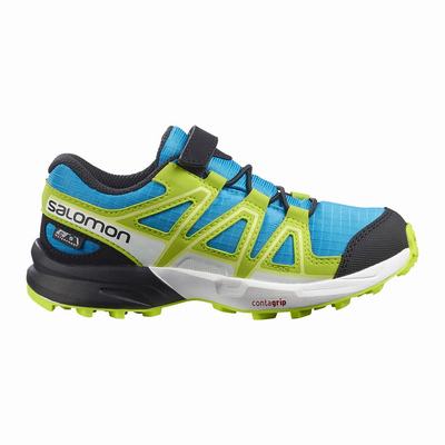 Dětské Trailové Boty Salomon SPEEDCROSS CLIMASALOMON™ WATERPROOF Blankyt/Zelene SA54298-107